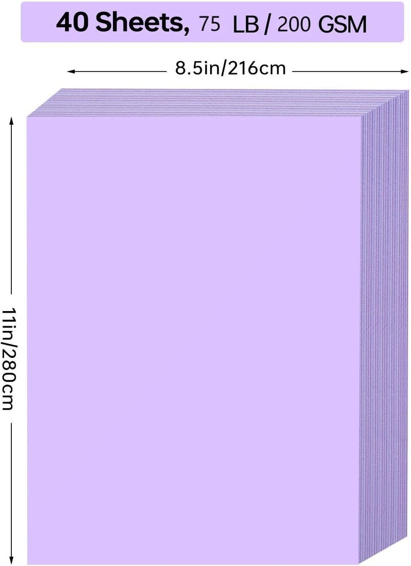 ALEWAPO Purple Cardstock 8.5 x 11 Thick Paper, 40 Sheets, ThickPaper 75 LB/200 GSM, Cardstock Printer Paper 8.5 x 11, Purple Card Stock for Invitations, Menus, Wedding, DIY Cards - Image 2